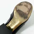 Chanel Loafers Shoes Patent Leather Black Gold CC Logo — view 8