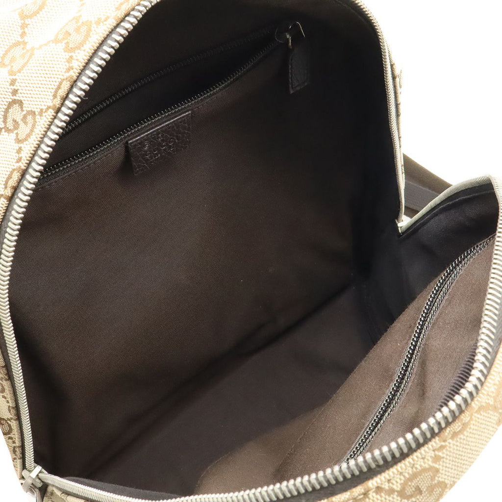 Gucci GG Canvas Backpack Leather Beige Dark Brown Outlet — view 7