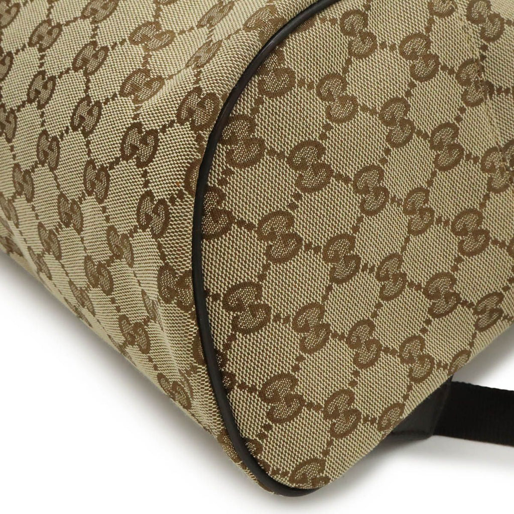 Gucci GG Canvas Backpack Leather Beige Dark Brown Outlet — view 3