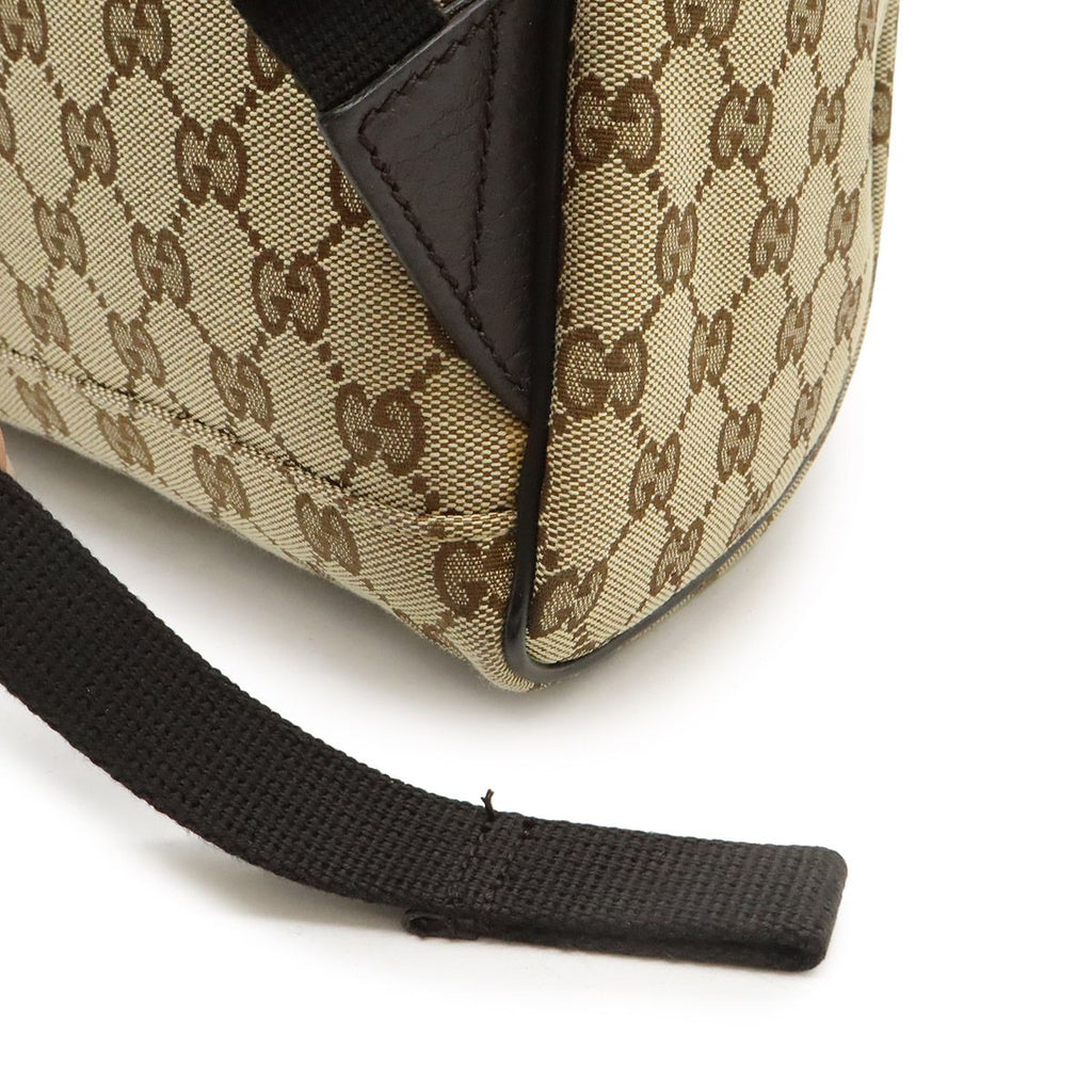 Gucci GG Canvas Backpack Leather Beige Dark Brown Outlet — view 5