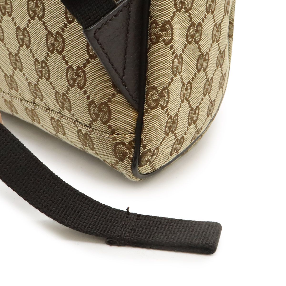 Gucci GG Canvas Backpack Leather Beige Dark Brown Outlet — view 5