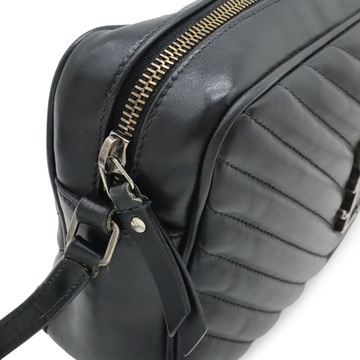 Saint Laurent Paris YSL Shoulder Bag Crossbody Stitch Quilted Leather Black — view 7
