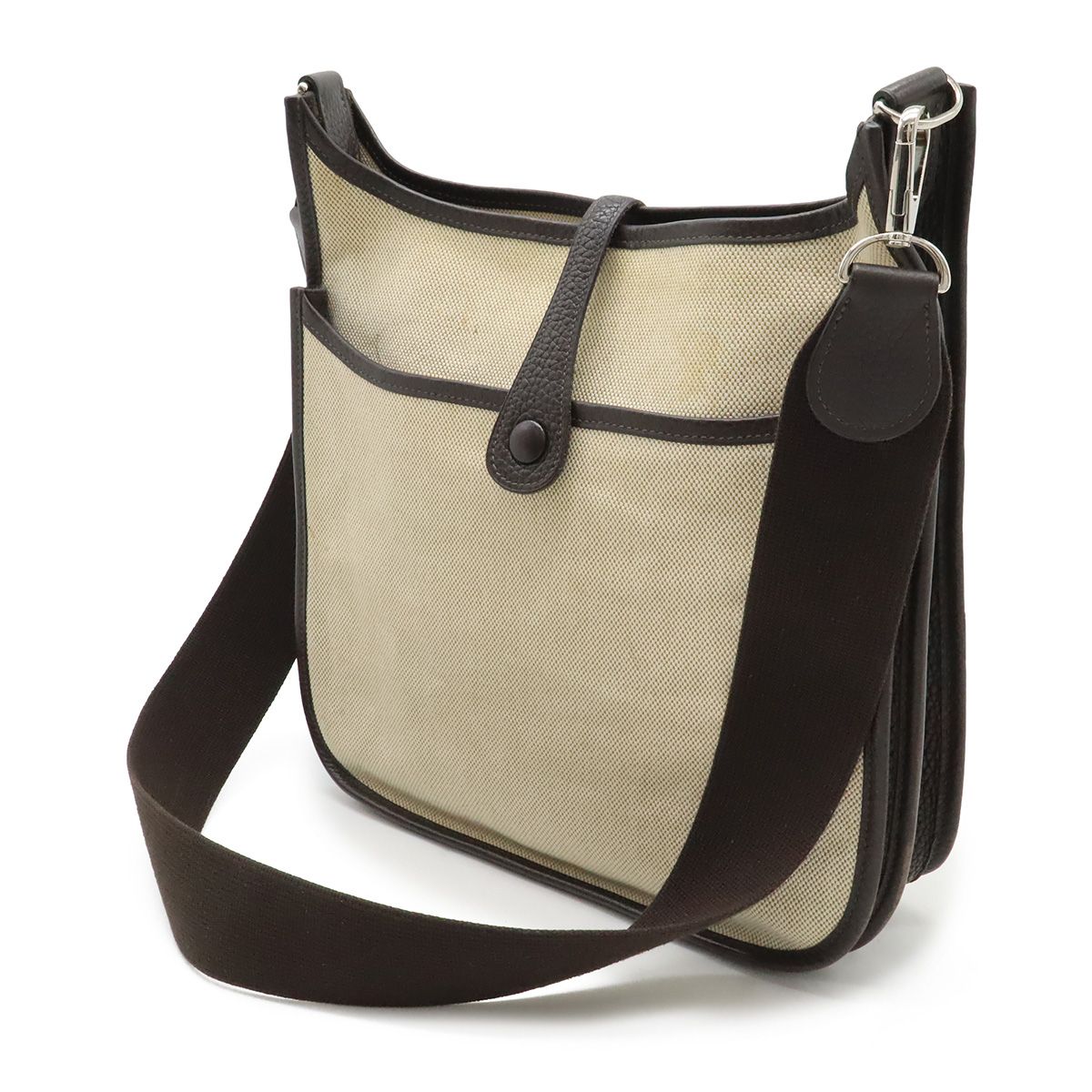 Hermes Evelyne II 2 PM Shoulder Bag Crossbody Toile Ash Leather — view 2