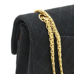 Chanel Quilted 25 CC Logo Double Flap Chain Shoulder Bag Cotton Jersey — view 4