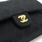 Chanel Quilted 25 CC Logo Double Flap Chain Shoulder Bag Cotton Jersey — view 8
