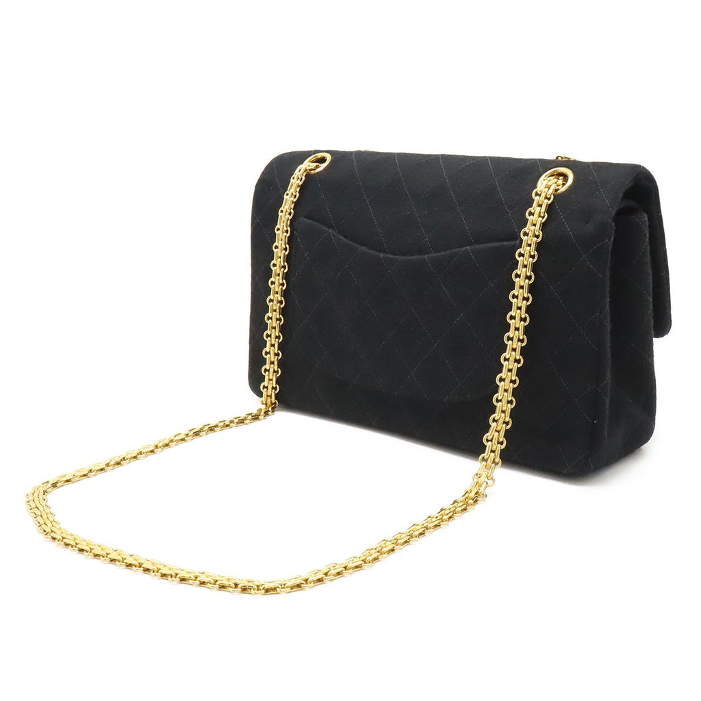 Chanel Quilted 25 CC Logo Double Flap Chain Shoulder Bag Cotton Jersey — view 2