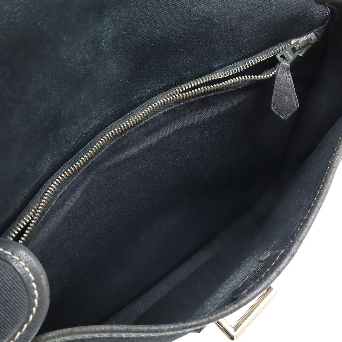 Hermes Buenaventura Mini Shoulder Bag Pochette Crossbody Toile Officier Leather — view 7