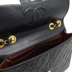 Chanel Big Quilted CC Logo Chain Shoulder Bag Leather Black Gold — view 7