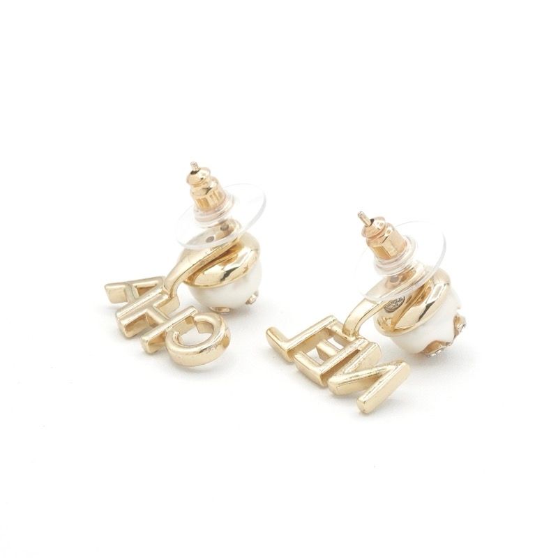 Chanel Earrings Gold CC Logo Rhinestone — view 3