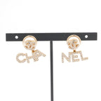 Chanel Earrings Gold CC Logo Rhinestone — view 6