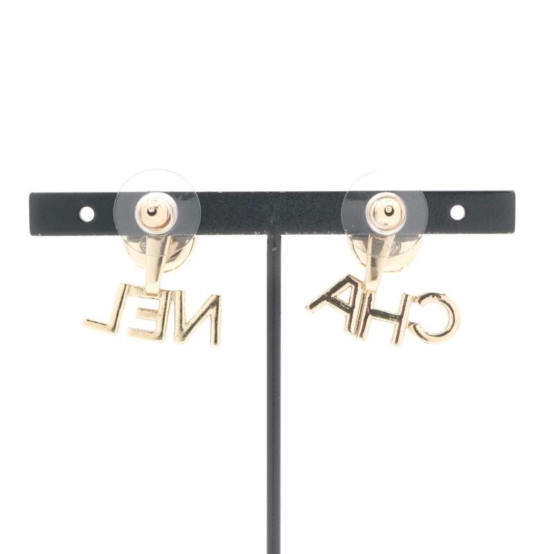 Chanel Earrings Gold CC Logo Rhinestone — view 8