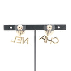 Chanel Earrings Gold CC Logo Rhinestone — view 8