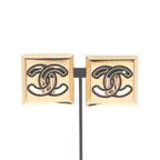 Chanel Earrings Gold Black CC Logo — view 6