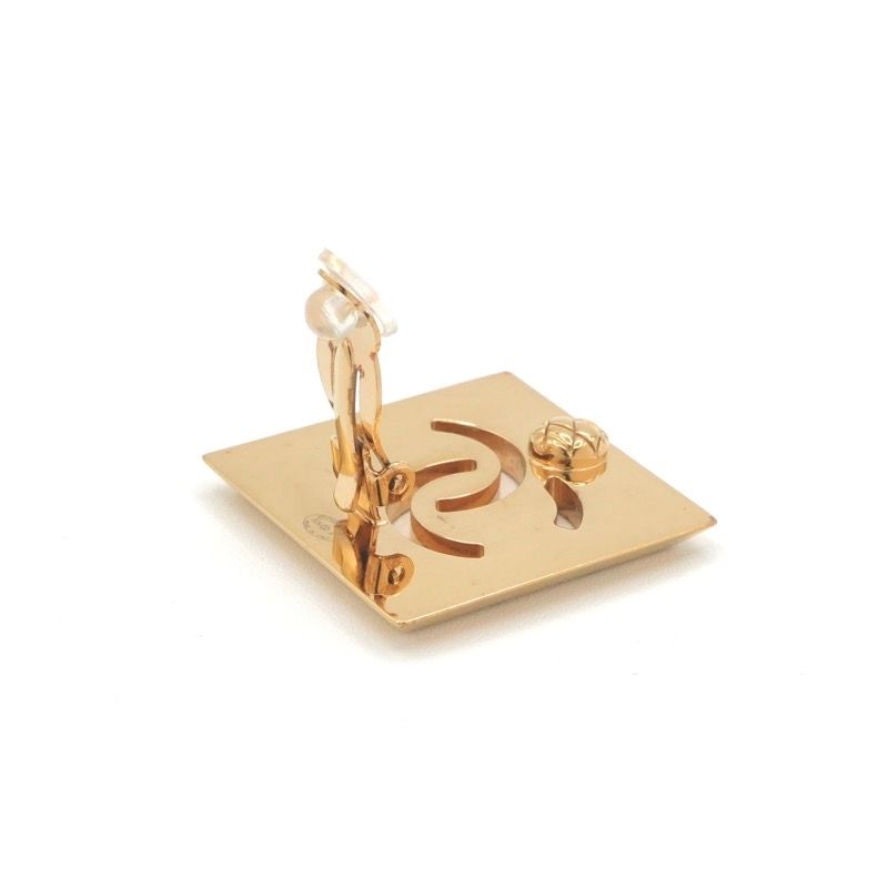 Chanel Earrings Gold Black CC Logo — view 4