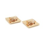 Chanel Earrings Gold Black CC Logo — view 3