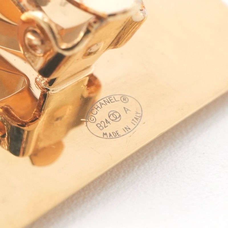 Chanel Earrings Gold Black CC Logo — view 5