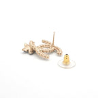 Chanel Earrings Gold Black CC Logo Rhinestone Flower — view 4