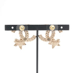 Chanel Earrings Gold Black CC Logo Rhinestone Flower — view 8