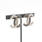 Chanel Earrings Gold Black CC Logo Rhinestone — view 8