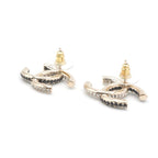 Chanel Earrings Gold Black CC Logo Rhinestone — view 3