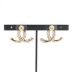Chanel Earrings Gold Black CC Logo Rhinestone — view 9