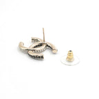 Chanel Earrings Gold Black CC Logo Rhinestone — view 4