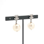 Chanel Earrings Silver CC Logo Rhinestone — view 7