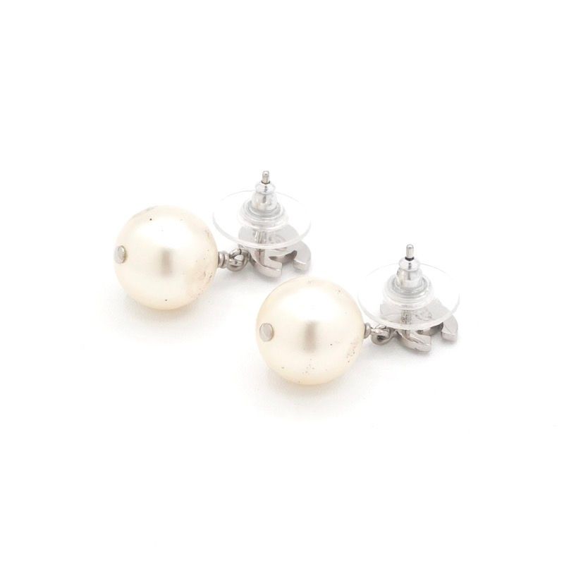 Chanel Earrings Silver CC Logo Rhinestone — view 3