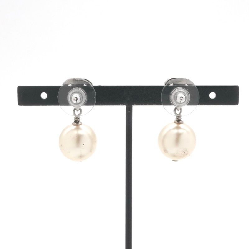 Chanel Earrings Silver CC Logo Rhinestone — view 8