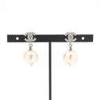 Chanel Earrings Silver CC Logo Rhinestone — view 6
