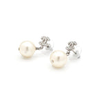 Chanel Earrings Silver CC Logo Rhinestone — view 2