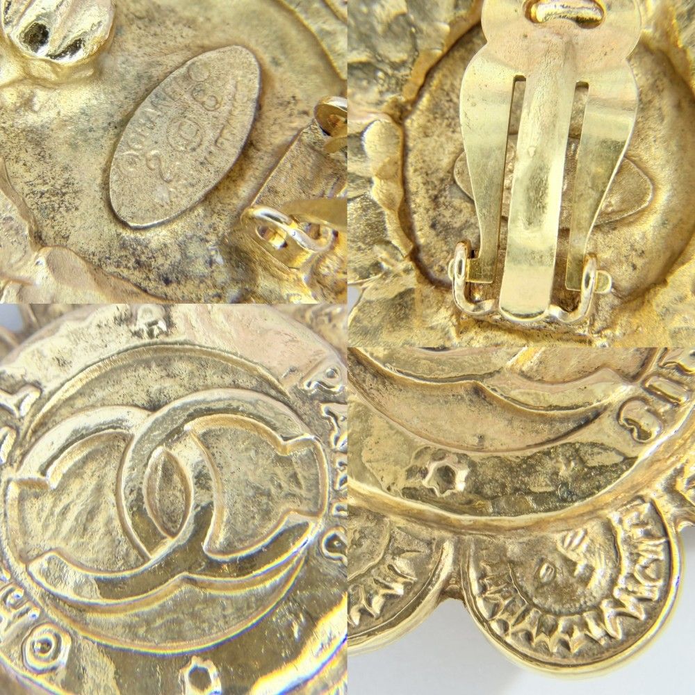 Chanel Earrings Flower Motif Vintage CC Logo 2 — view 5