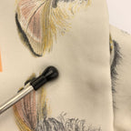 Hermes Feather Reversible Shawl Muffler Pattern Beige Scarf — view 5