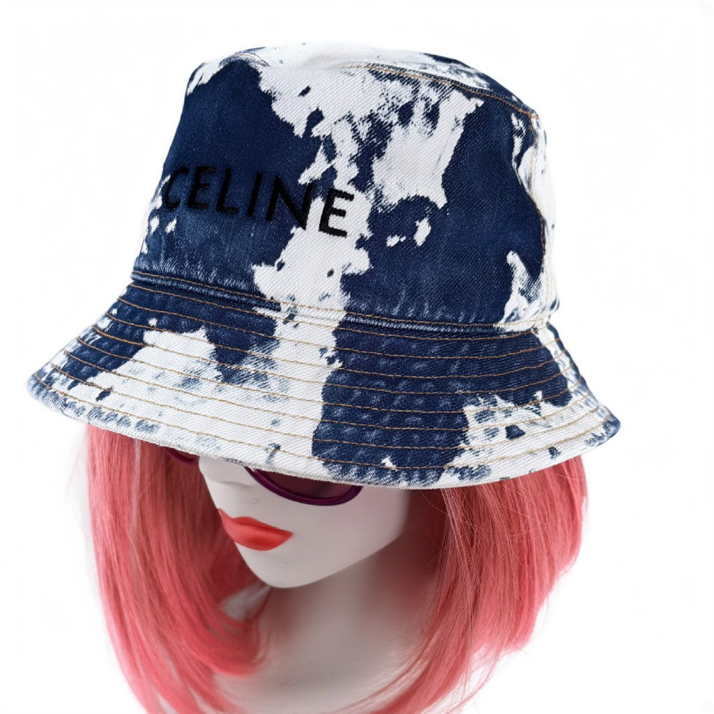 Celine Denim Bucket Hat Indigo White — view 3