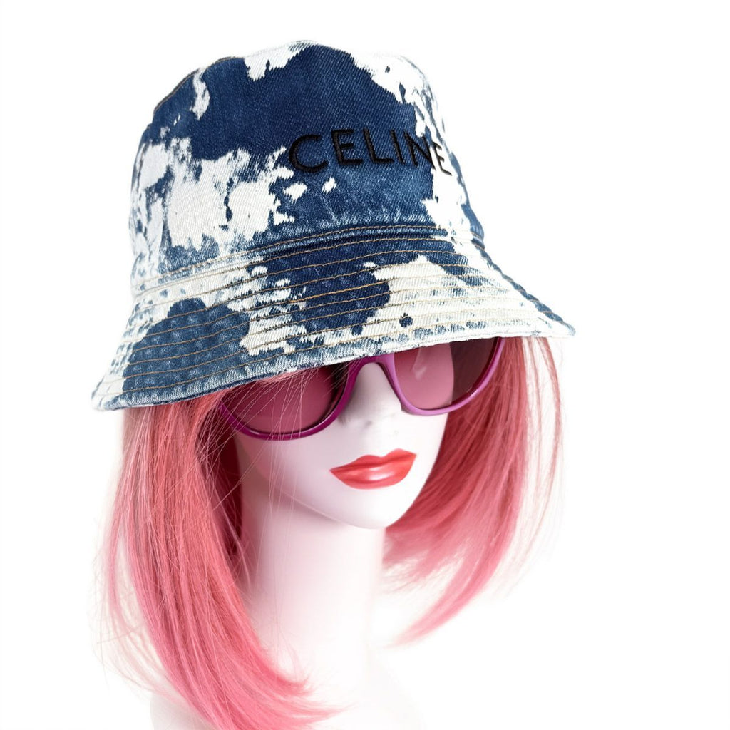 Celine Denim Bucket Hat Indigo White — view 2
