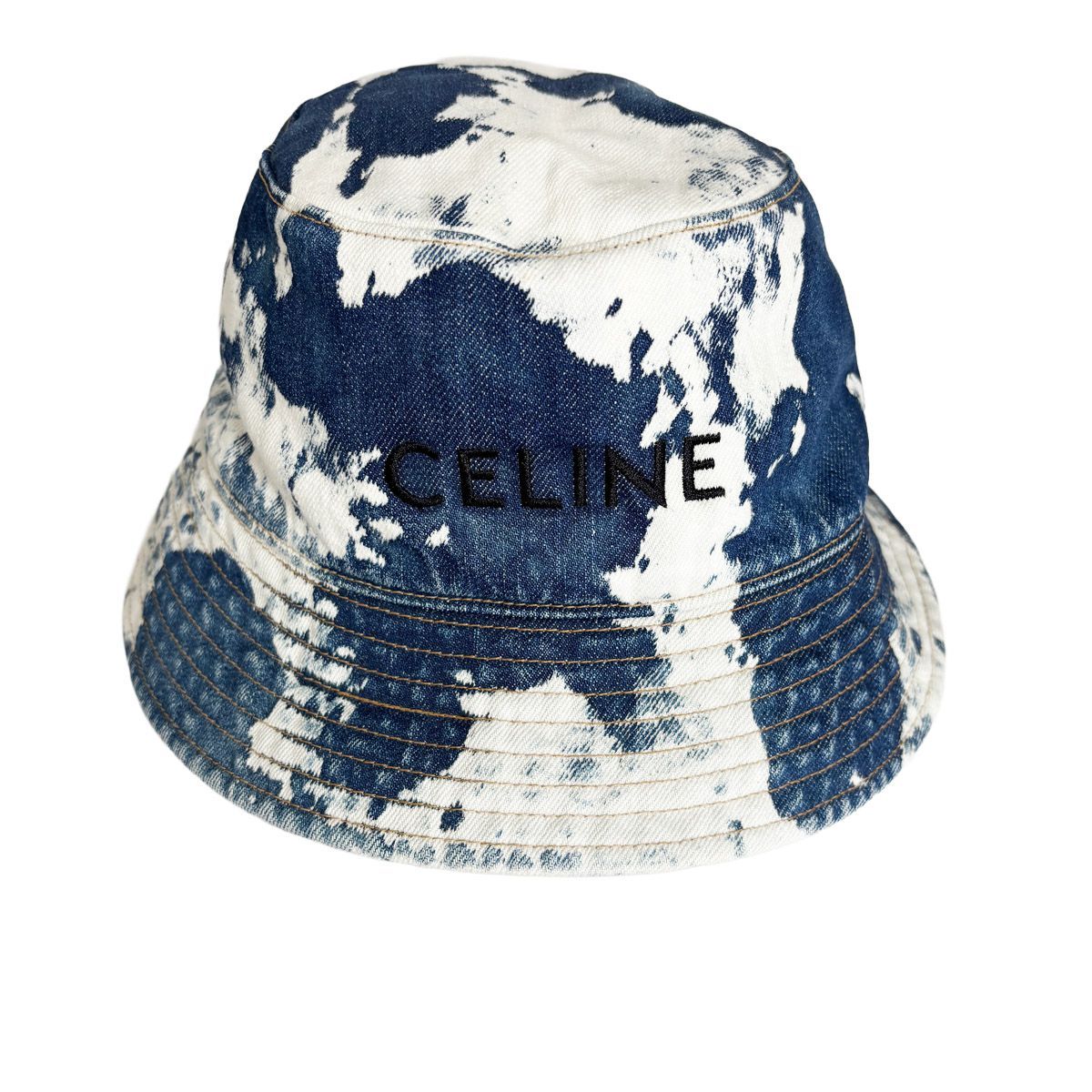 Celine Denim Bucket Hat Indigo White — view 6
