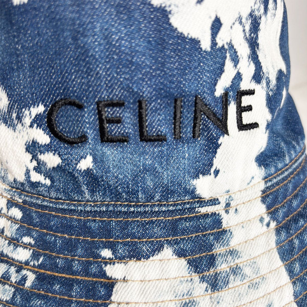 Celine Denim Bucket Hat Indigo White — view 9