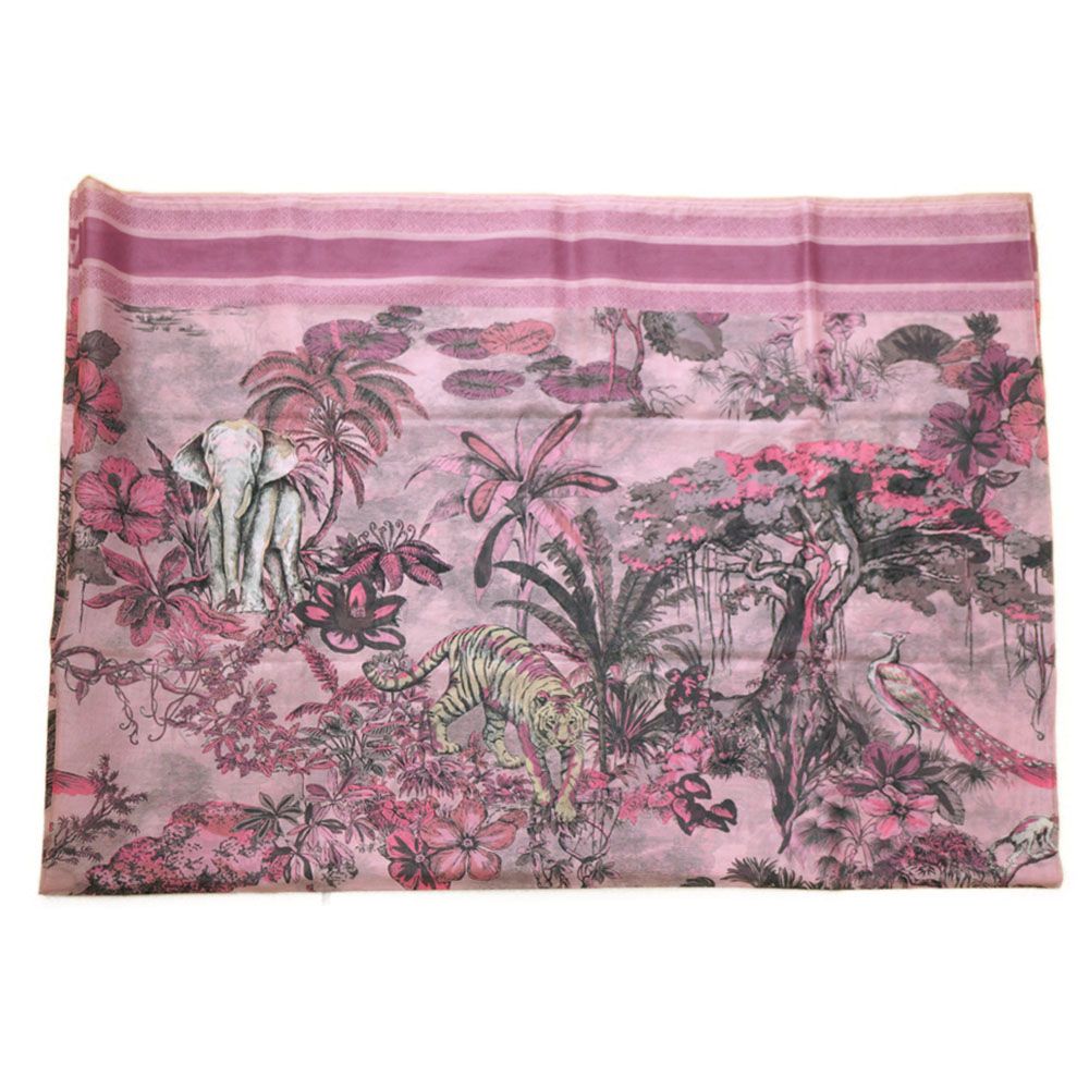 Dior Scarf Shawl Large Elephant Tiger Flower Pink — view 6