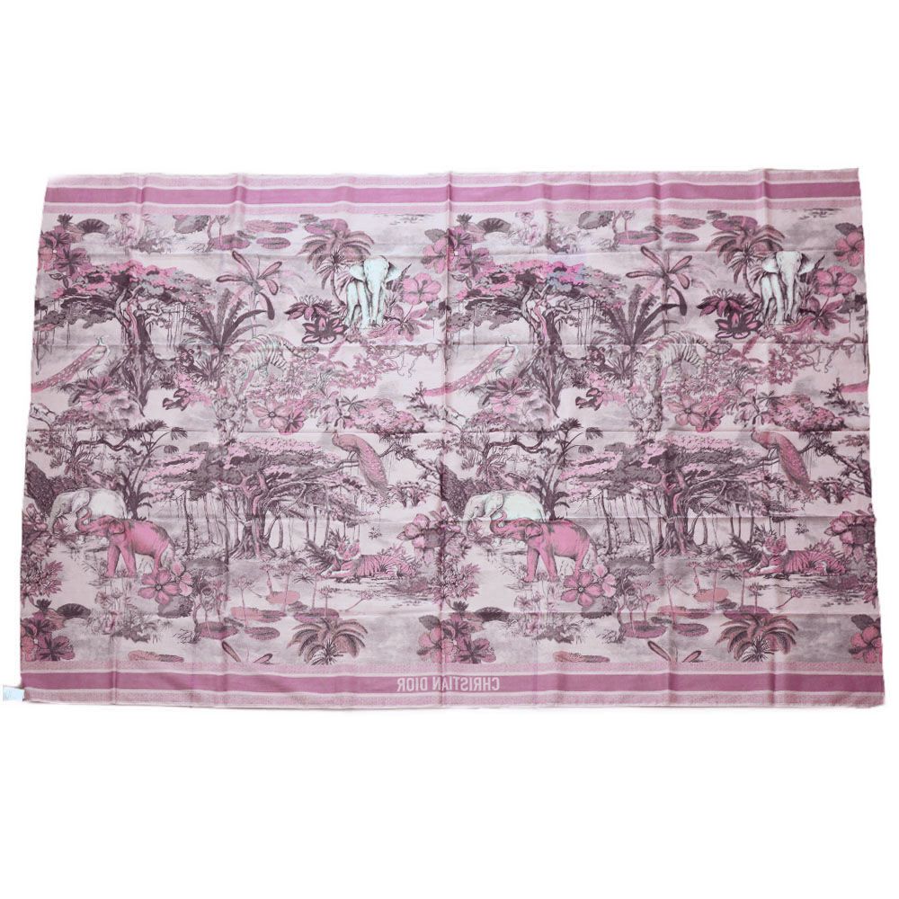 Dior Scarf Shawl Large Elephant Tiger Flower Pink — view 2