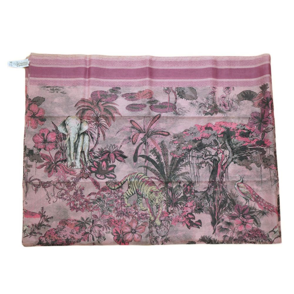 Dior Scarf Shawl Large Elephant Tiger Flower Pink — view 4