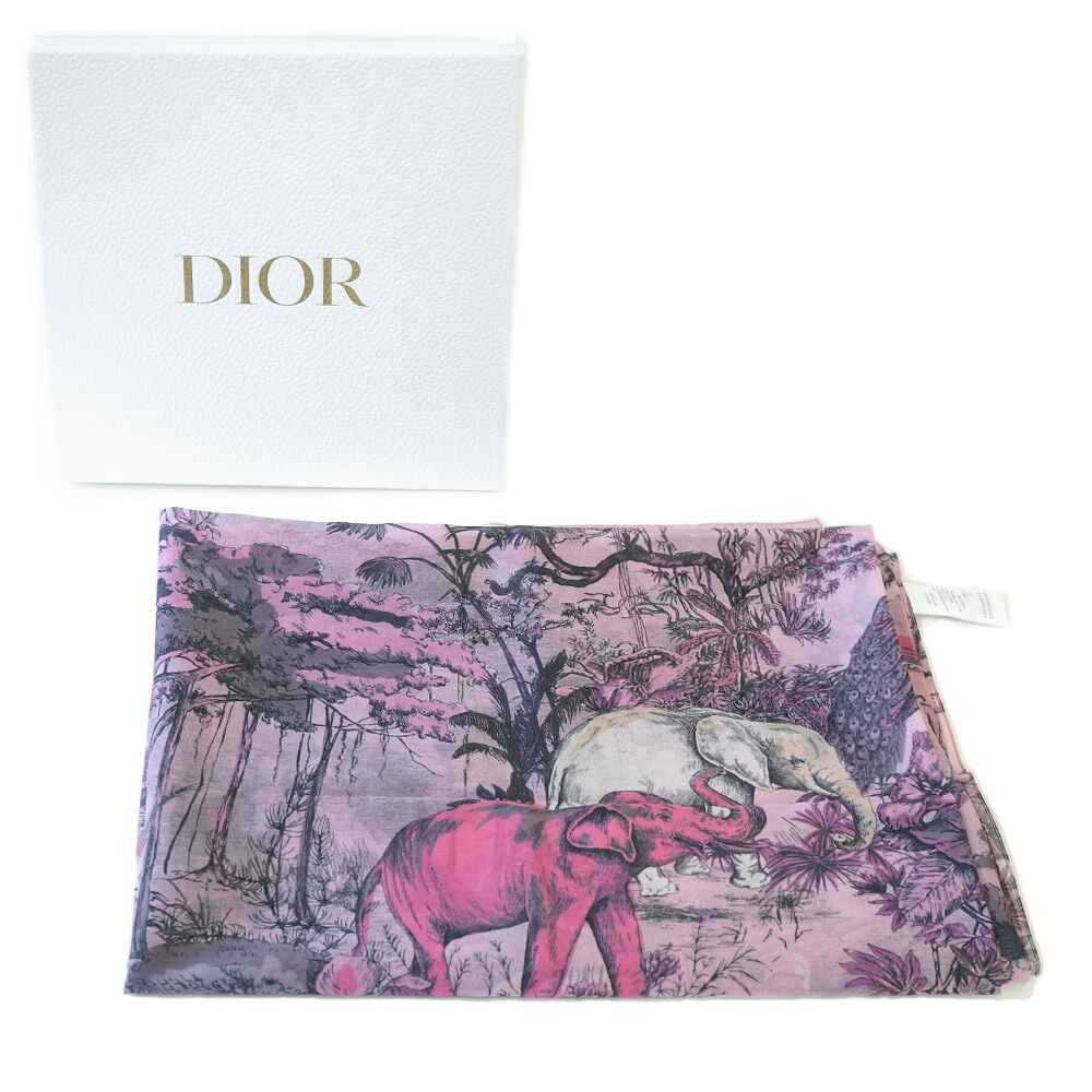 Dior Scarf Shawl Large Elephant Tiger Flower Pink — view 9