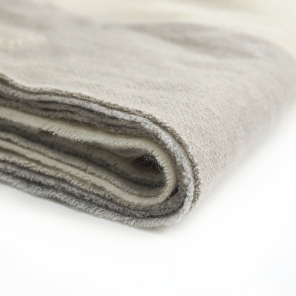 Hermes Muffler 100% Cashmere Ivory Gray Box Scarf — view 4