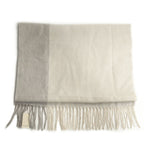 Hermes Muffler 100% Cashmere Ivory Gray Box Scarf — view 2