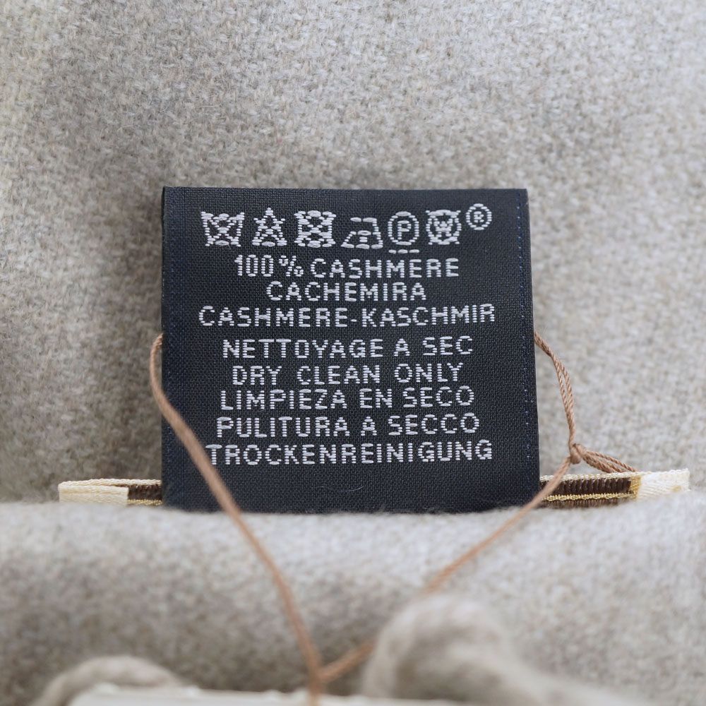 Hermes Muffler 100% Cashmere Ivory Gray Box Scarf — view 9