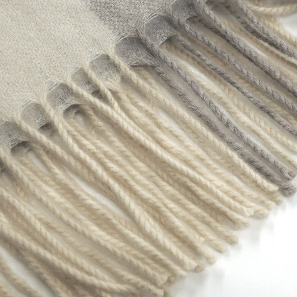 Hermes Muffler 100% Cashmere Ivory Gray Box Scarf — view 5