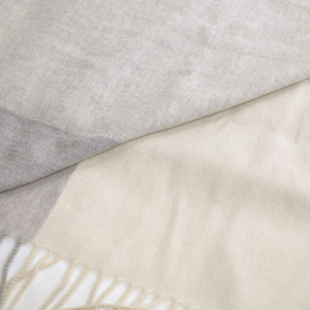 Hermes Muffler 100% Cashmere Ivory Gray Box Scarf — view 7