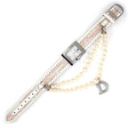 Dior Christian Watch Maris Square White Shell Dial Pearl Chain D Logo — view 3