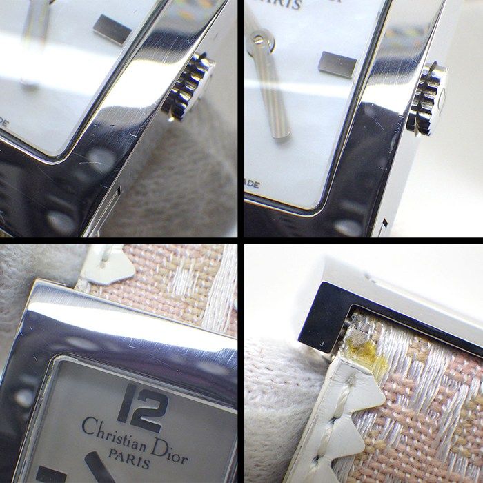 Dior Christian Watch Maris Square White Shell Dial Pearl Chain D Logo — view 7