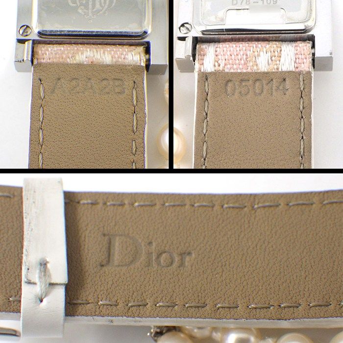 Dior Christian Watch Maris Square White Shell Dial Pearl Chain D Logo — view 5