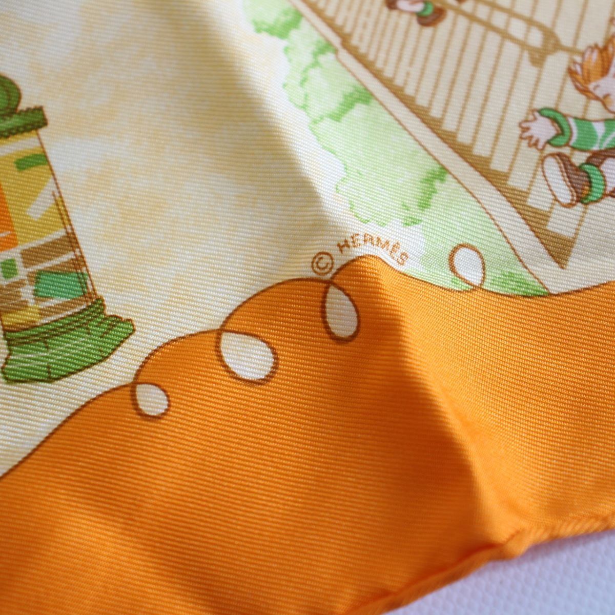 Hermes Carre 45 Gavroche Scarf les Triples Mischievous Triplets Silk — view 9